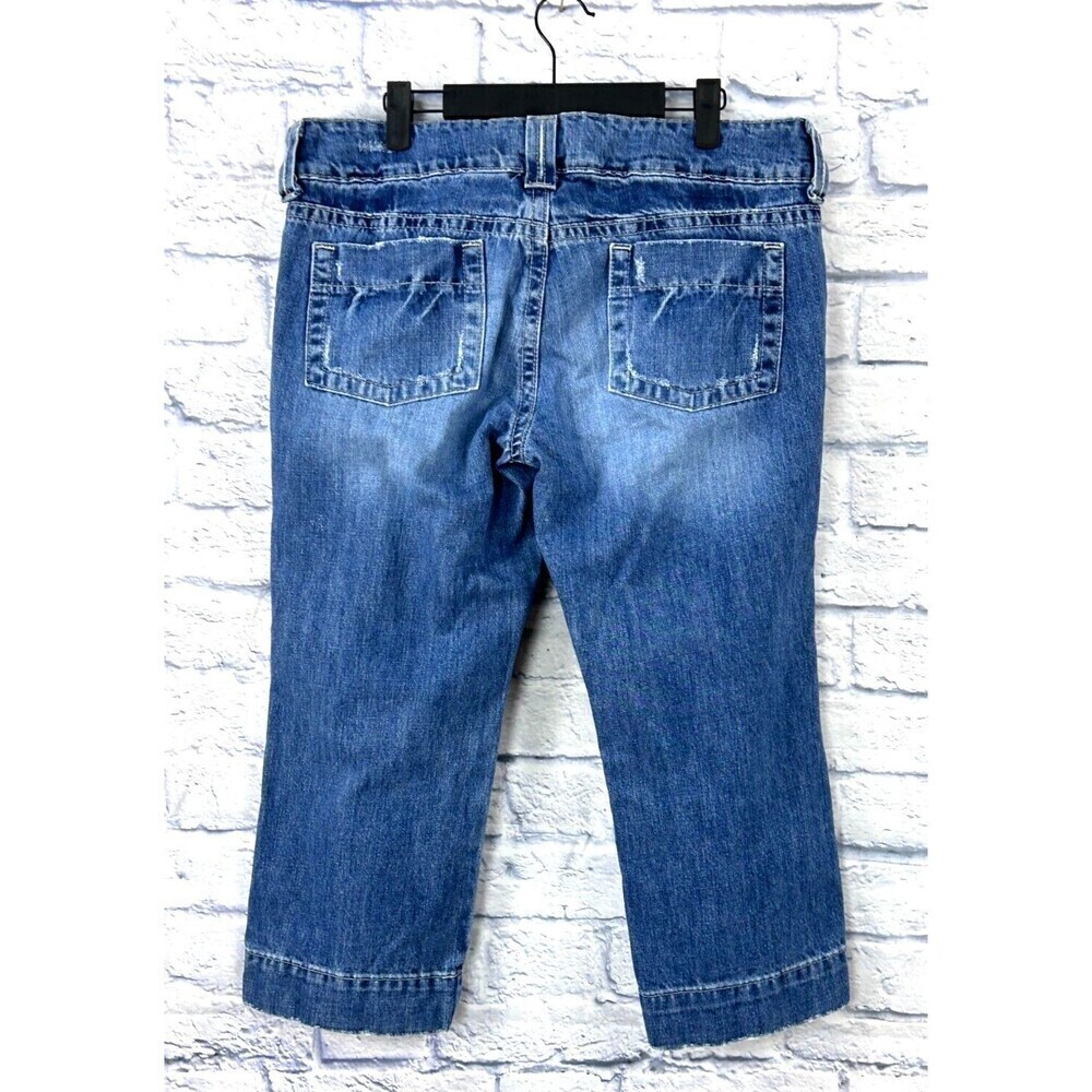 Old Navy Womens Sz 10/12 Ultra Low Waist Denim Jean Cropped Cuffed Distressed - Picture 5 of 12